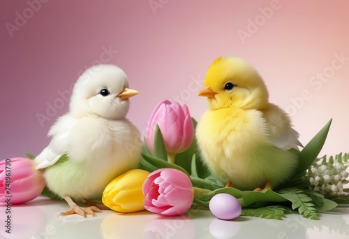 Isolated wooden cartoon Easter sign with Easter Chicks baby chicken birds, Easter Eggs