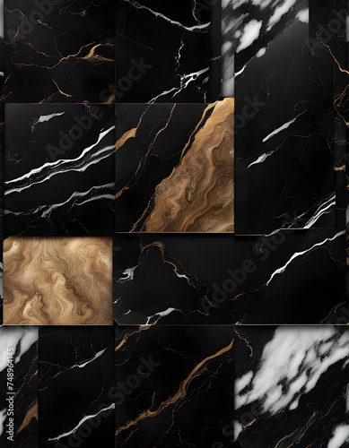Portrait image view of black palette marbled with gray gold and gray