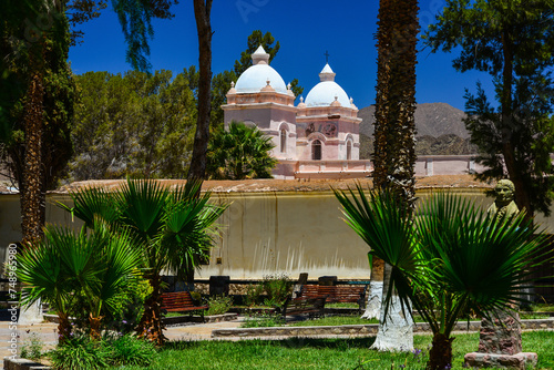 The picturesque main square of Seclantás village, Valles Calchaquíes, Salta Province, northwest Argentina. photo