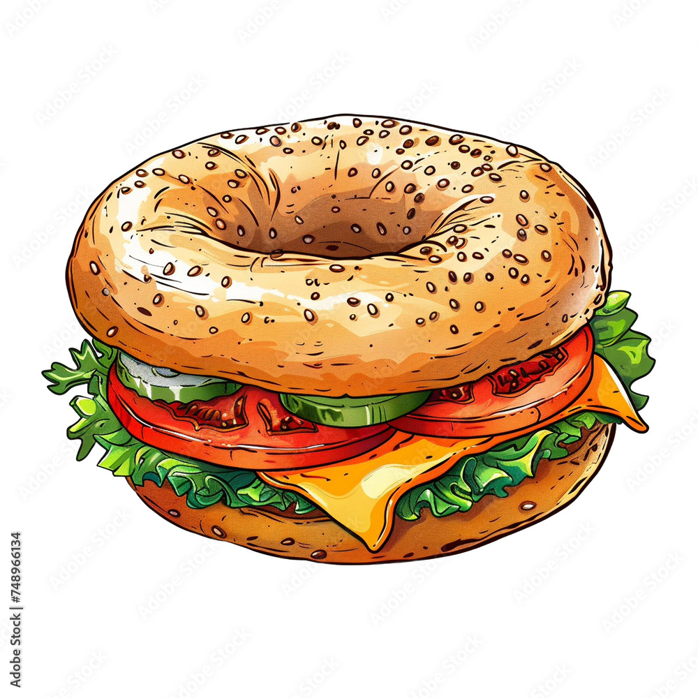 bagel-sandwich-vector-cartoon-illustration-isolated-on-transparent