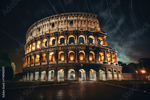 the colossal building of italy in the night