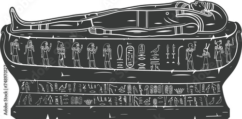 Silhouette ancient egypt sarcophagus black color only