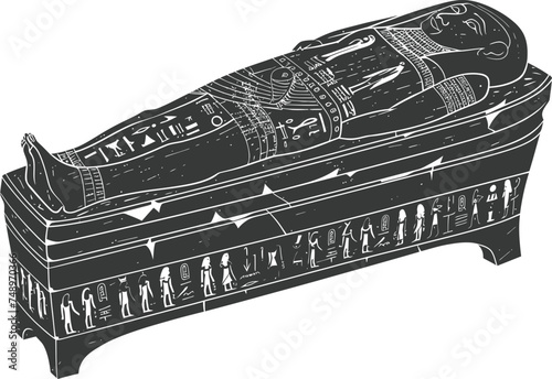 Silhouette ancient egypt sarcophagus black color only
