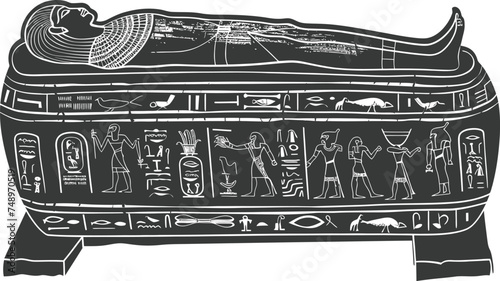 Silhouette ancient egypt sarcophagus black color only