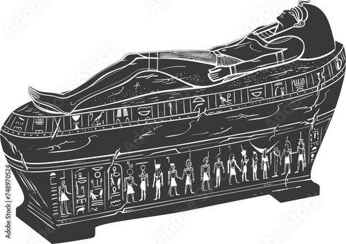 Silhouette ancient egypt sarcophagus black color only