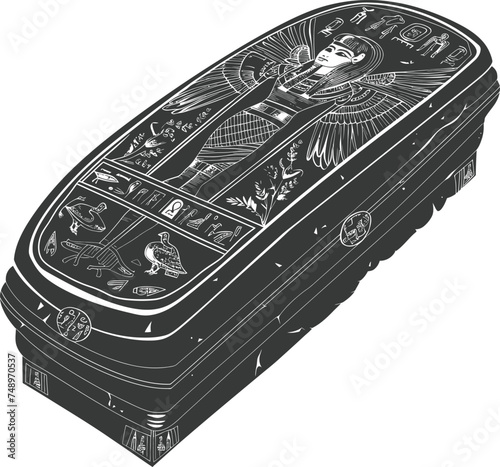 Silhouette ancient egypt sarcophagus black color only