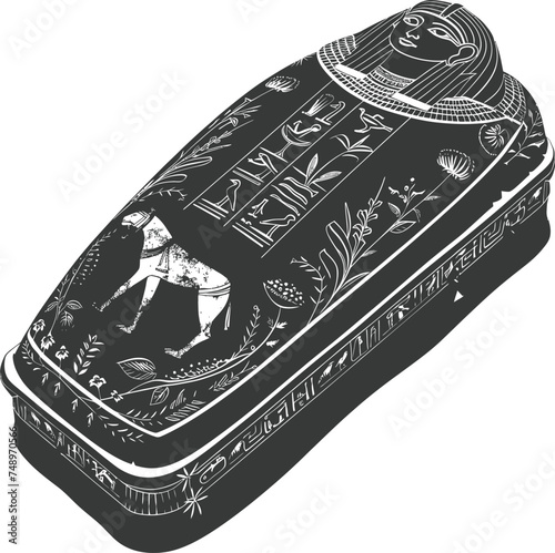 Silhouette ancient egypt sarcophagus black color only