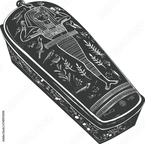 Silhouette ancient egypt sarcophagus black color only