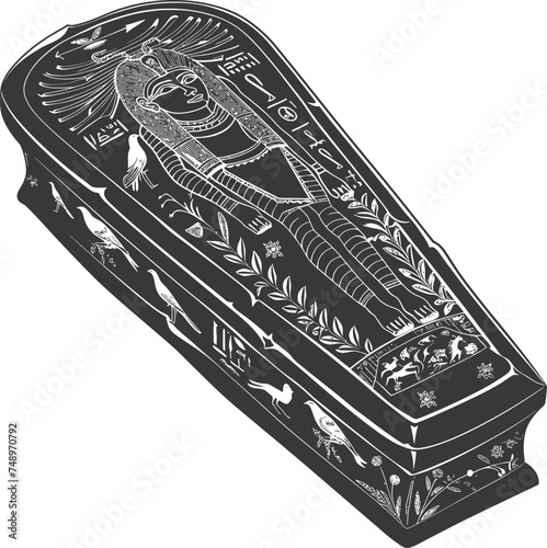Silhouette ancient egypt sarcophagus black color only