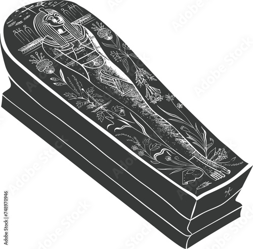 Silhouette ancient egypt sarcophagus black color only