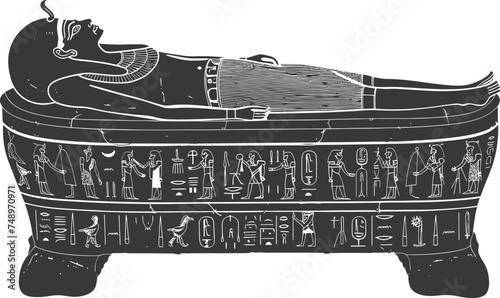 Silhouette ancient egypt sarcophagus black color only