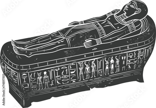 Silhouette ancient egypt sarcophagus black color only
