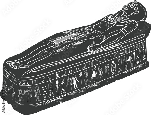 Silhouette ancient egypt sarcophagus black color only