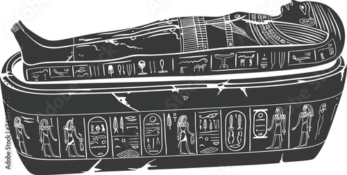 Silhouette ancient egypt sarcophagus black color only
