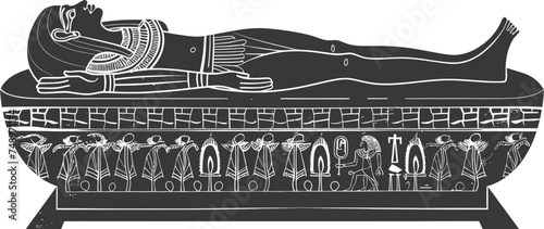 Silhouette ancient egypt sarcophagus black color only