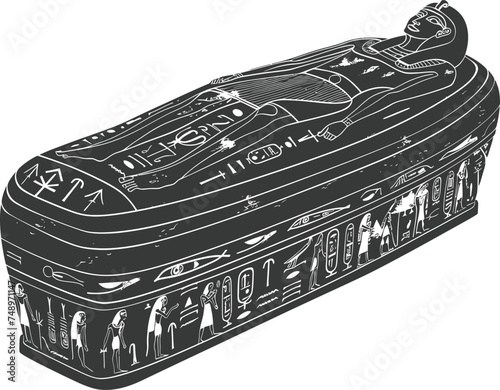 Silhouette ancient egypt sarcophagus black color only