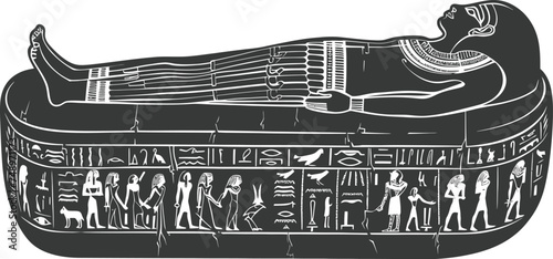 Silhouette ancient egypt sarcophagus black color only