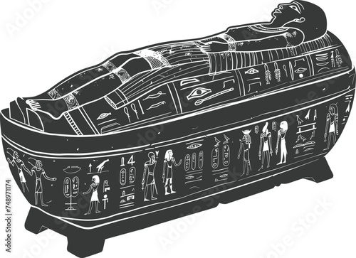 Silhouette ancient egypt sarcophagus black color only