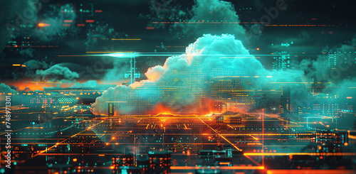 Futuristic Data Center Cloud Computing Concept Image