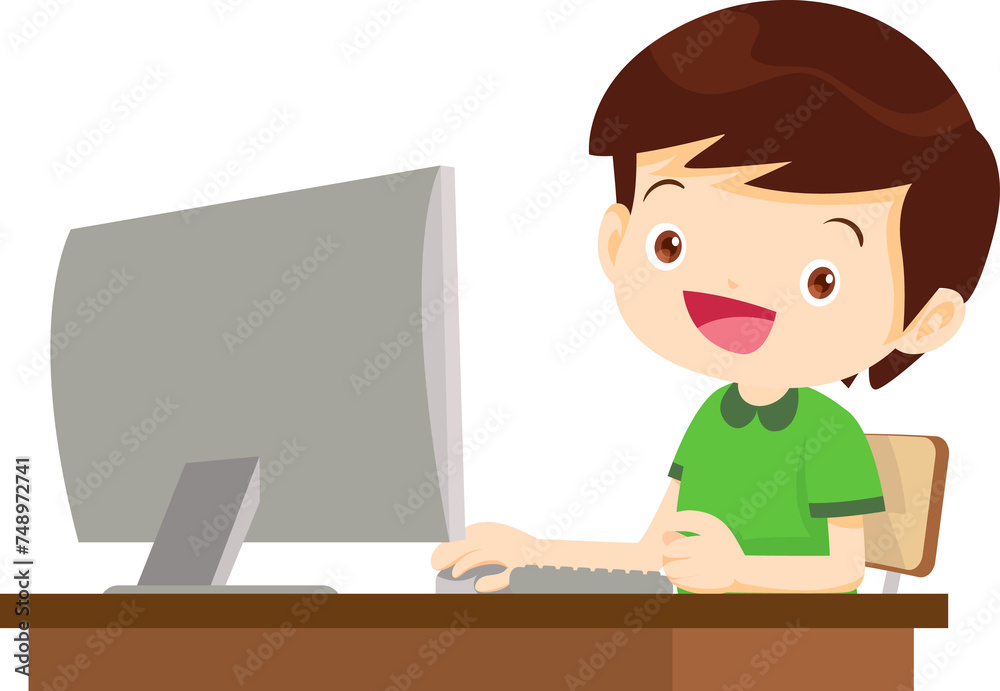 cute child sitting use computer to study cute child sitting use computer to study