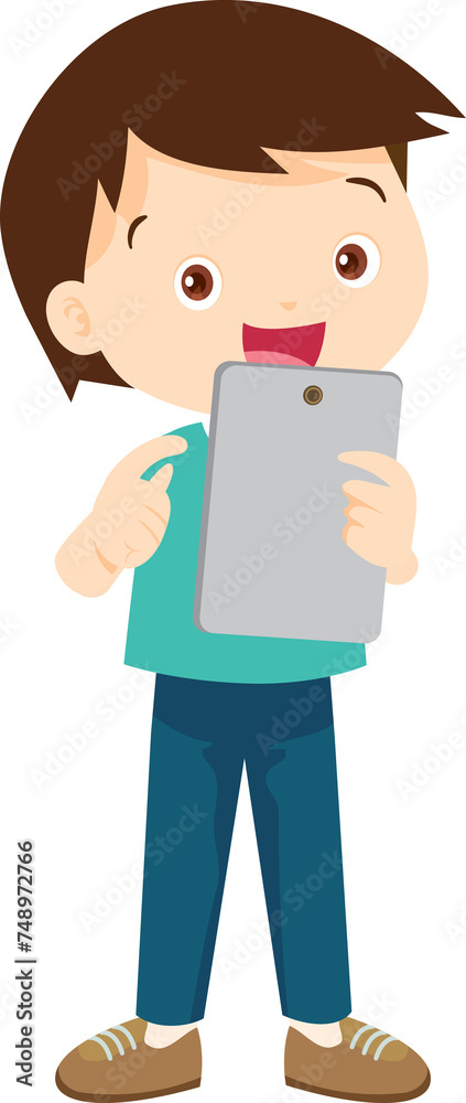 cute kids standing use smartphone and tablet gadget cute kids standing use smartphone and tablet gadget