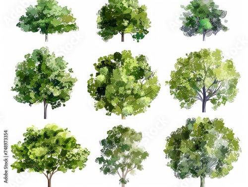 Popular Tree Species Flat Design Illustration Generative AI