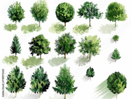 Green Tree Icons Collection Generative AI