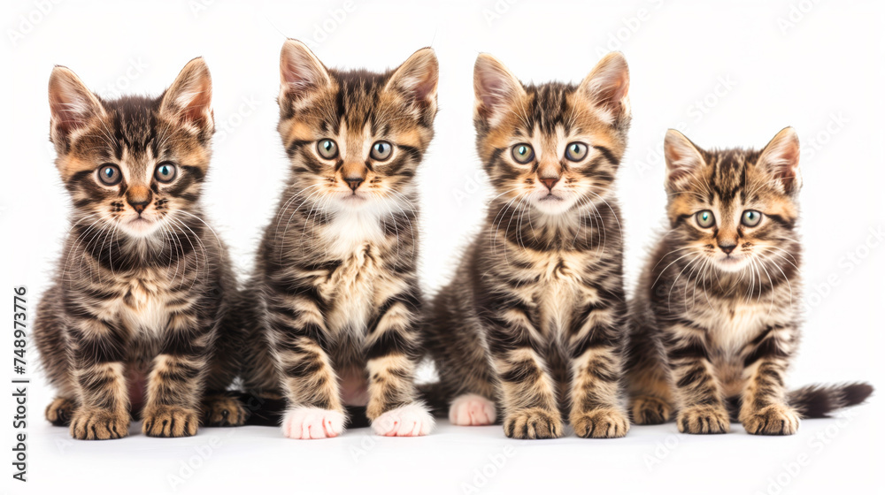 Four cute kittens sitting on a white background Four cute kittens sitting on a white background