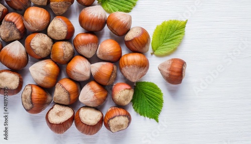 top view of hazelnuts isolated on white background