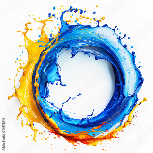 Splashes of paint in a circle, bright colors. Abstract background. Generative AI