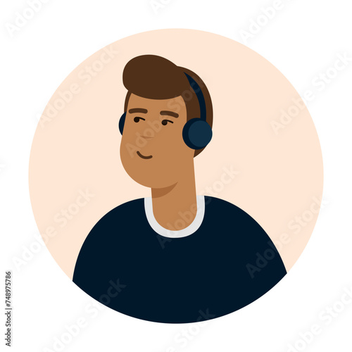 Modern circle avatar. Character face, head portrait. Cool creative user profiles. Flat graphic vector illustration EPS10
