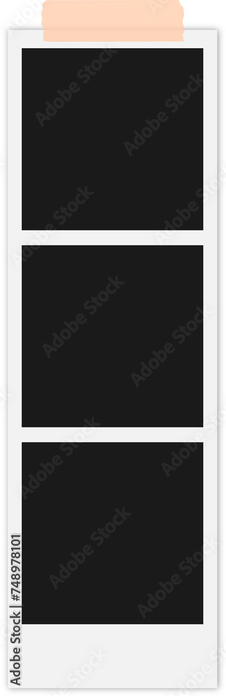 isolated photo strip with tape on transparent background