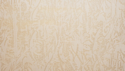 Paper wallpaper on the walls of beige house with a scratch pattern.