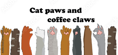 cat paw wallpaper, feet, dog paw, cat background, kitten flat design, prints, cartoon, cute cat feet wallpaper vector illustration