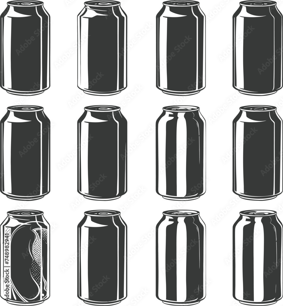 Silhouette blank Drink can canned drink black color only Silhouette blank Drink can canned drink black color only