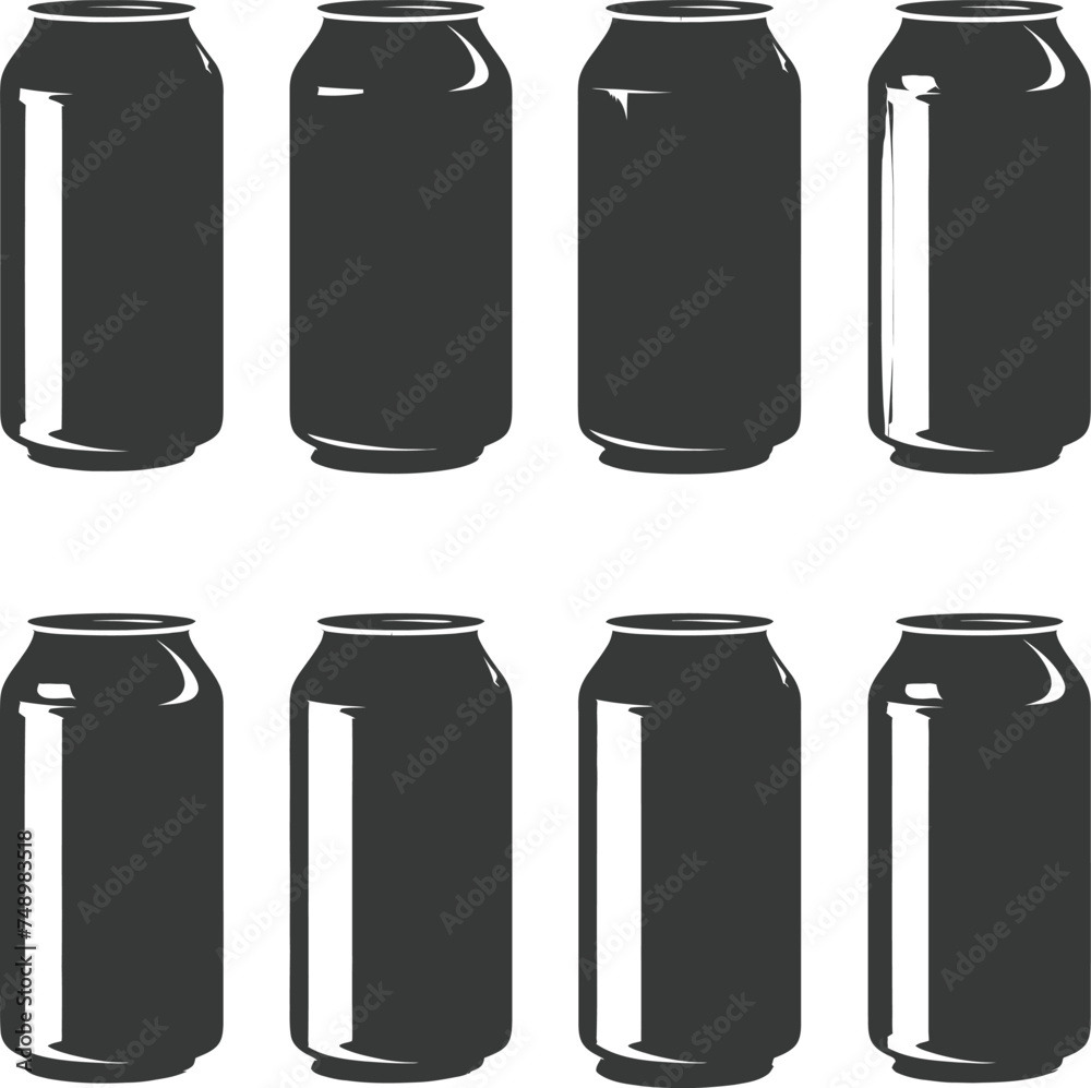 Silhouette blank Drink can canned drink black color only Silhouette blank Drink can canned drink black color only