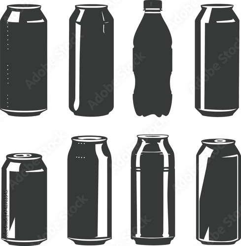 Silhouette blank Drink can canned drink black color only