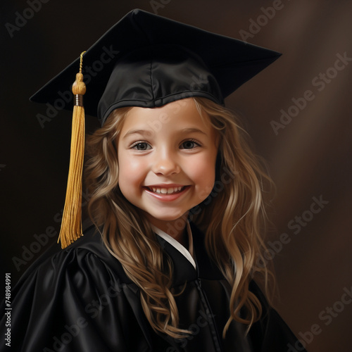 Little girl with a graduation cap.	
