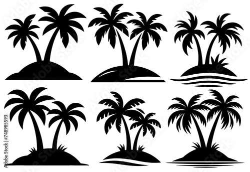 Tropical Serenity: Palm Island Silhouettes