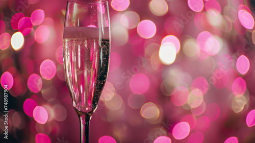 Champagne Toast with Pink Bokeh background 
