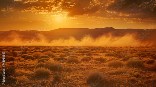 A scorching desert heatwave creating mirages on the horizon.