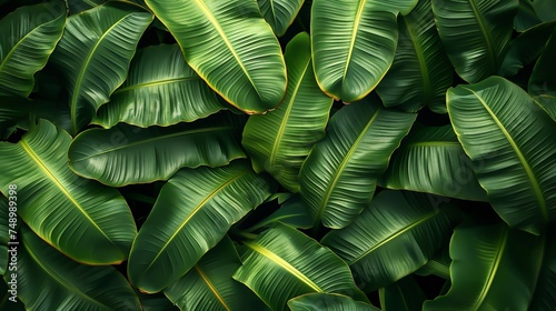 Green banana leaves as background