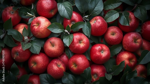A background of apples and leaves