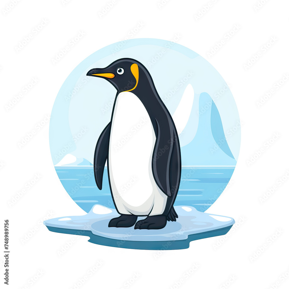 Fototapeta premium Penguin Polar Shore Arctic. Vector Icon Illustration. Animal Nature Icon Concept Isolated Premium Vector.