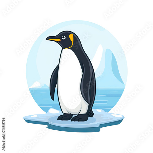 Penguin Polar Shore Arctic. Vector Icon Illustration. Animal Nature Icon Concept Isolated Premium Vector. 