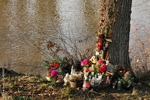 Memorial site by the river. Place of death