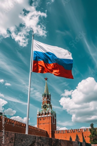 Russia's flag over the Kremlin, symbolizing the heart of Russian power photo