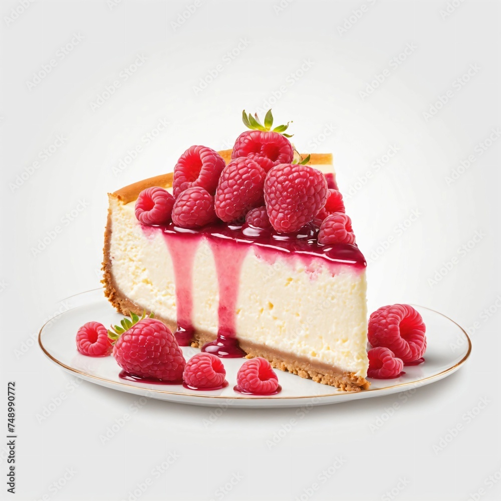 Raspberry Cheesecake isolated on white background Raspberry Cheesecake isolated on white background