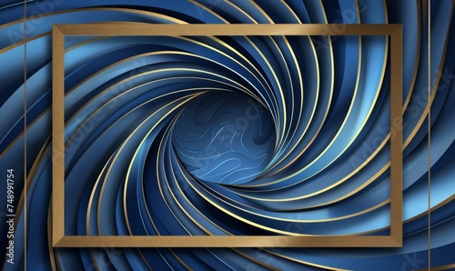 image with gold border on dark background in the style of azure spirals Generative AI