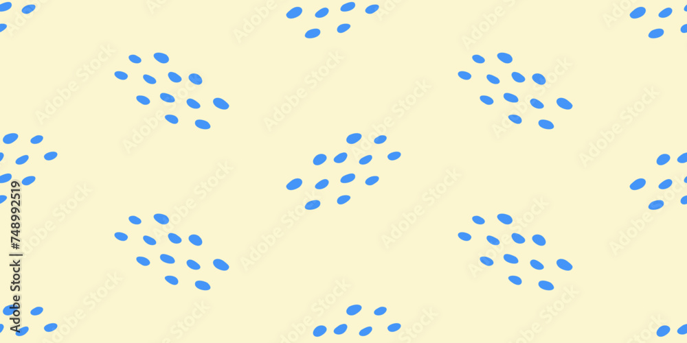 Abstract seamless pattern with light blue drops or dots on yellow background, vector